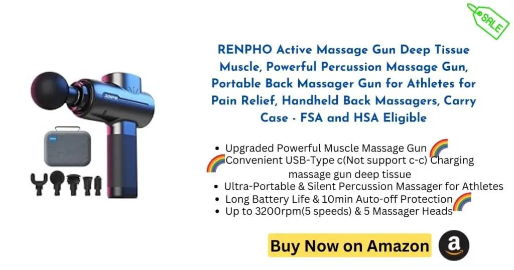 RENPHO Active Massage Gun Deep Tissue Muscle, Powerful Percussion Massage Gun, Portable Back Massager Gun for Athletes for Pain Relief, Handheld Back Massagers, Carry Case - FSA and HSA Eligible